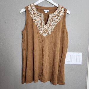 J. Jill Vacuna Embroidered A-line Tank Top